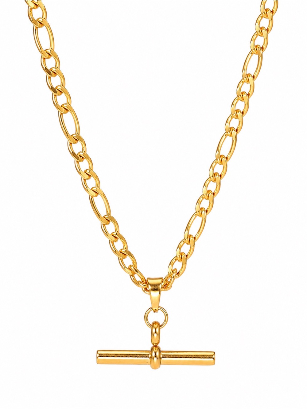 18K Gold Plated T-Bar Pendant Necklace